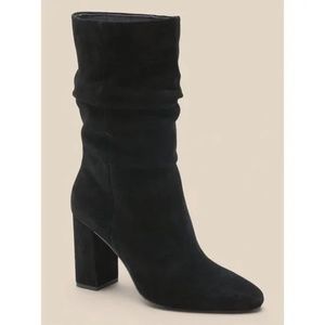 NWT Banana Republic $239 Midshaft Suede Slouchy Boot Black 6.5